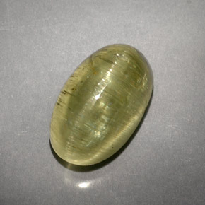 5.71克拉天然绿色Cat's Eye Apatite，透明，12×7.3毫米，透明/半透明