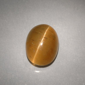 3.94克拉天然黄色Cat's Eye Apatite，透明，9.8×7.4毫米，透明/半透明