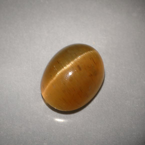 3.94克拉天然黄色Cat's Eye Apatite，透明，9.8×7.4毫米，透明/半透明