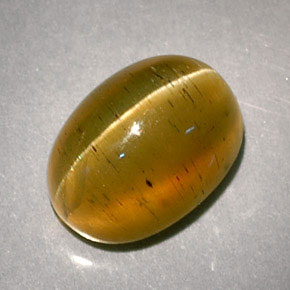 3.32克拉天然黄色Cat's Eye Apatite，椭圆形切割，9.2×6.8毫米，半透明