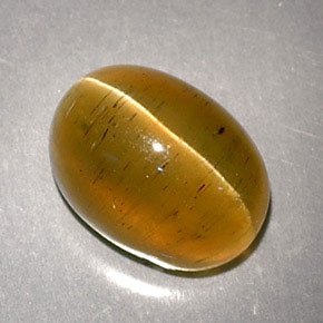3.32克拉天然黄色Cat's Eye Apatite，椭圆形切割，9.2×6.8毫米，半透明