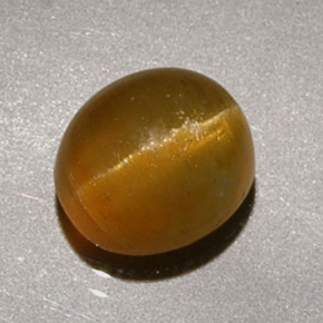 1.90克拉天然黄色Cat's Eye Apatite，椭圆形切割，6.9×6.2毫米，半透明