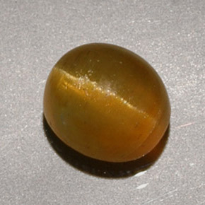 1.90克拉天然黄色Cat's Eye Apatite，椭圆形切割，6.9×6.2毫米，半透明