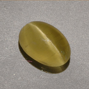 1.40克拉天然黄色Cat's Eye Apatite，椭圆形切割，7.7×5.3毫米，半透明