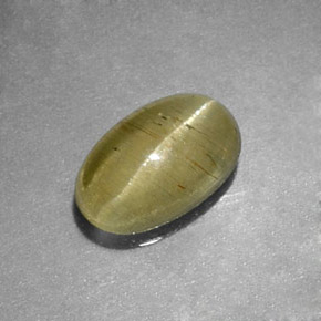 0.96克拉天然绿色Cat's Eye Apatite，透明，7.4×4.7毫米，透明/半透明