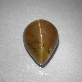 2.97克拉天然黄色Cat's Eye Apatite，梨形，9.6×7.6毫米，半透明