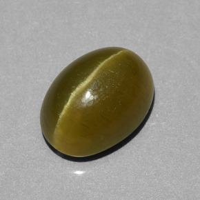 5.85克拉天然绿色猫眼磷灰石，椭圆形切割，11.8×8.7毫米，半透明
