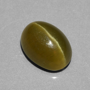 5.85克拉天然绿色猫眼磷灰石，椭圆形切割，11.8×8.7毫米，半透明