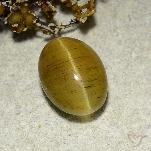 3.56ct 天然 黄棕色 猫眼磷灰石, 椭圆形, 半透明
