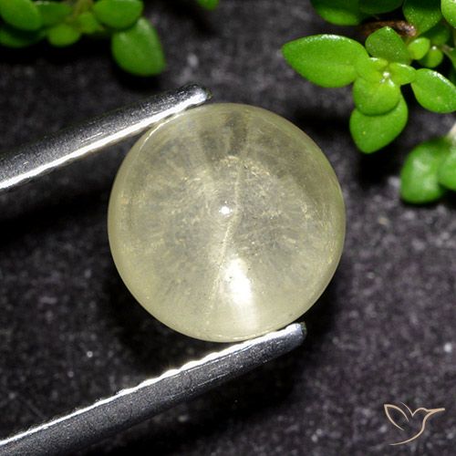 3.48ct 天然 淡黄色 猫眼磷灰石, 圆形的, 透明