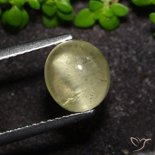 2.34ct 天然 中性黄 猫眼磷灰石, 椭圆形, 透明