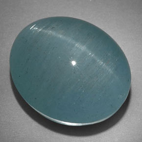 22.18克拉天然绿色Cat's Eye Aquamarine，椭圆形切割，17.9×15.1毫米，半透明