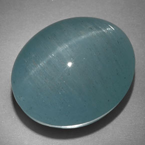 22.18克拉天然绿色Cat's Eye Aquamarine，椭圆形切割，17.9×15.1毫米，半透明