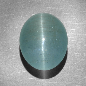 12.68克拉天然绿色Cat's Eye Aquamarine，椭圆形切割，16.1×12.4毫米，半透明