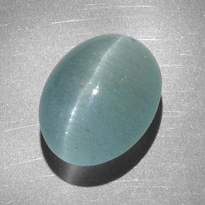 12.68克拉天然绿色Cat's Eye Aquamarine，椭圆形切割，16.1×12.4毫米，半透明