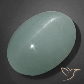 32.10ct 天然 光蓝绿色 猫眼海蓝宝石, 椭圆形, 半透明