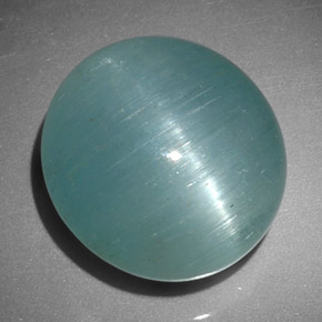 12.01克拉天然绿色Cat's Eye Aquamarine，椭圆形切割，14.4×13.4毫米，半透明