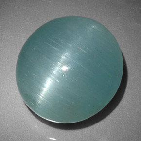 12.01克拉天然绿色Cat's Eye Aquamarine，椭圆形切割，14.4×13.4毫米，半透明