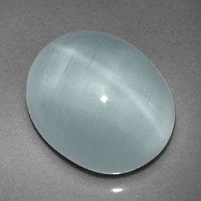 8.02克拉天然绿色Cat's Eye Aquamarine，透明，12.8×10.8毫米，透明/半透明