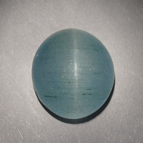 7.21克拉天然绿色Cat's Eye Aquamarine，椭圆形切割，13×11.7毫米，半透明