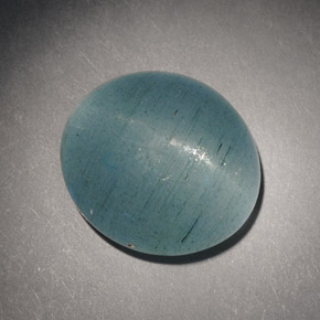 7.21克拉天然绿色Cat's Eye Aquamarine，椭圆形切割，13×11.7毫米，半透明