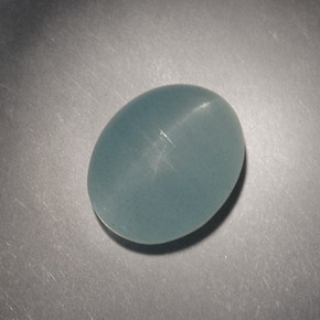 4.98克拉天然绿色Cat's Eye Aquamarine，椭圆形切割，10.9×8.8毫米，半透明