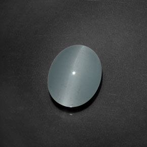 5.17克拉天然Cat's Eye Aquamarine，椭圆形切割，12.4×9.4毫米，透明