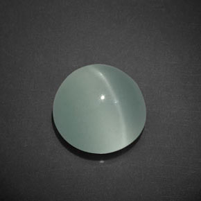 8.01克拉天然绿色Cat's Eye Aquamarine，圆形切割，12.17毫米，透明