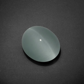 7.17克拉天然Cat's Eye Aquamarine，椭圆形切割，12.8×10.9毫米，透明