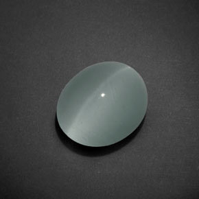 7.17克拉天然Cat's Eye Aquamarine，椭圆形切割，12.8×10.9毫米，透明