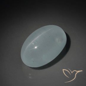 12.94ct 天然 浅绿-蓝 猫眼海蓝宝石, 椭圆形, 透明