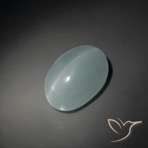 19.33ct 天然 淡蓝绿色 猫眼海蓝宝石, 椭圆形, 透明