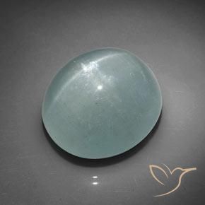 37.51ct 天然 光蓝绿色 猫眼海蓝宝石, 椭圆形, 半透明