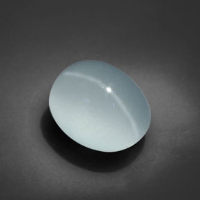 6.69克拉天然Cat's Eye Aquamarine，椭圆形切割，11.8×9.7毫米，透明