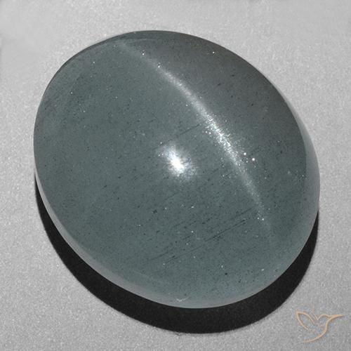 43.72ct 天然 灰蓝绿色 猫眼海蓝宝石, 椭圆形, 半透明