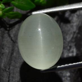 7.13克拉天然绿色Cat's Eye Aquamarine，椭圆形切割，12.2×9.8毫米，半透明