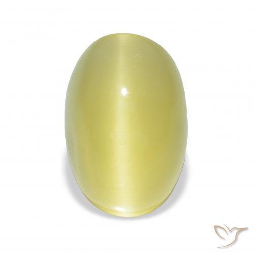 4.41ct 天然 浅绿黄色 猫眼绿柱石, 椭圆形, 半透明