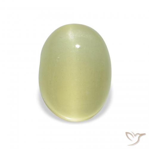 2.85ct 天然 浅梨绿色 猫眼绿柱石, 椭圆形, 半透明