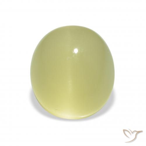 5.07ct 天然 淡柠檬绿 猫眼绿柱石, 椭圆形, 半透明