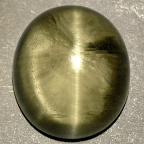8.18克拉天然绿色Cat's Eye Diaspore，透明，12.2×10.6毫米，透明/半透明