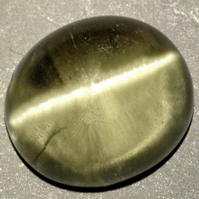 8.18克拉天然绿色Cat's Eye Diaspore，透明，12.2×10.6毫米，透明/半透明