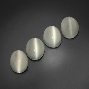 天然白色Cat's Eye Moonstone，透明，9.2×7.2毫米，透明/半透明