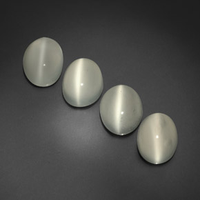天然白色Cat's Eye Moonstone，透明，9.2×7.2毫米，透明/半透明