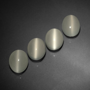 天然白色Cat's Eye Moonstone，透明，9.1×7.1毫米，透明/半透明