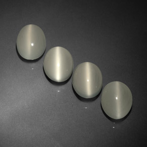 天然白色Cat's Eye Moonstone，透明，9.1×7.1毫米，透明/半透明