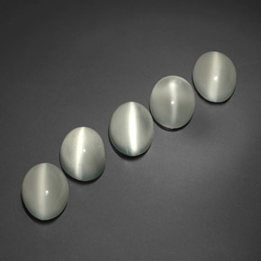 天然白色Cat's Eye Moonstone，透明，9×7.1毫米，透明/半透明