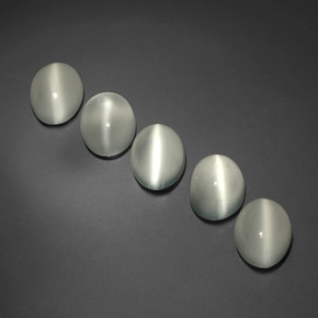 天然白色Cat's Eye Moonstone，透明，9×7.1毫米，透明/半透明