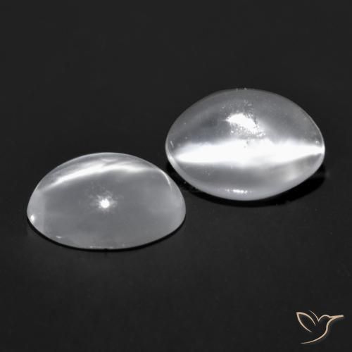 1.41天然白色Cat's Eye Moonstone，椭圆形切割，6.9×5.2毫米，透明