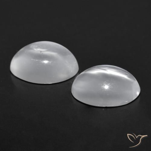 1.41天然白色Cat's Eye Moonstone，椭圆形切割，6.9×5.2毫米，透明