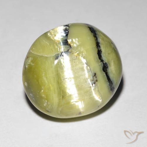 7.62ct 天然 黄绿色 猫眼蛋白石, 椭圆形, 不透明